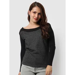 Campus Sutra Women Colourblocked Boat Neck Pullover-picture-35