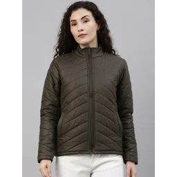 Campus Sutra Women Green Windcheater Outdoor Padded Jacket-picture-10