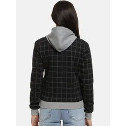 Campus Sutra Women Grey Checked Windcheater Jacket image 2