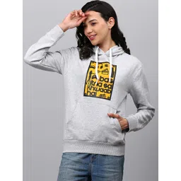 Campus Sutra Women Grey Graphic Printed Hooded Sweatshirt-picture-32