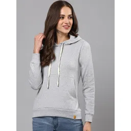 Campus Sutra Women Grey Solid Hooded Sweatshirt-picture-21