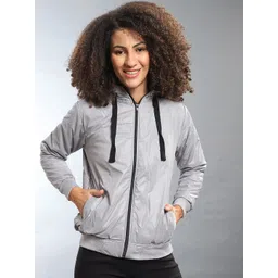 Campus Sutra Women Grey Windcheater Sporty Jacket-picture-34