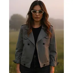 Campus Sutra Women Lapel Collar Solid Lightweight Biker Jacket-picture-36