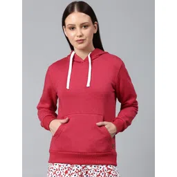 Campus Sutra Women Maroon Cotton Hooded Sweatshirt-picture-23