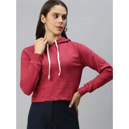 Campus Sutra Women Maroon Hooded Sweatshirt-picture-35