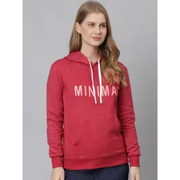 Campus Sutra Women Maroon Printed Hooded Sweatshirt-picture-32