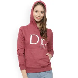 Campus Sutra Women Maroon Printed Hooded Sweatshirt-picture-27