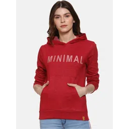 Campus Sutra Women Maroon Printed Hooded Sweatshirt-picture-26