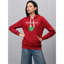 Campus Sutra Women Maroon Printed Hooded Sweatshirt-picture-25