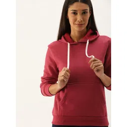 Campus Sutra Women Maroon Solid Hooded Sweatshirt-picture-14