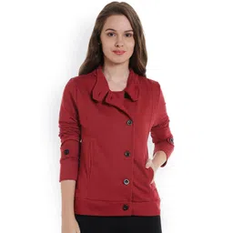 Campus Sutra Women Maroon Solid Sporty Jacket-picture-16
