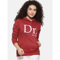 Campus Sutra Women Maroon Typography Printed Hooded Sweatshirt-picture-29