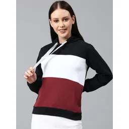 Campus Sutra Women Multicoloured Colourblocked Hooded Sweatshirt-picture-21