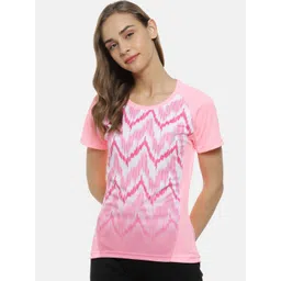Campus Sutra Women Pink & White Printed Running T-shirt-picture-19