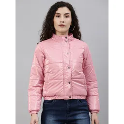 Campus Sutra Women Pink Solid Bomber Jacket-picture-34