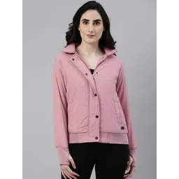 Campus Sutra Women Pink Windcheater Outdoor Bomber Jacket-picture-29