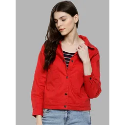 Campus Sutra Women Red Grey Windcheater Outdoor Padded Jacket-picture-36