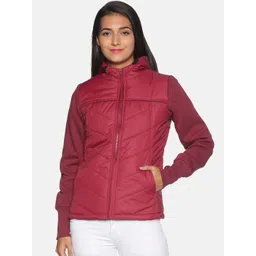Campus Sutra Women Red Windcheater Bomber Jacket-picture-29