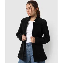 campus sutra Women Solid Single Breasted Casual Blazer-picture-32