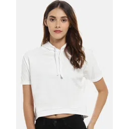 Campus Sutra Women White Solid Boxy Pure Cotton Top-picture-27