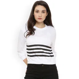 Campus Sutra Women White Striped Top image 1