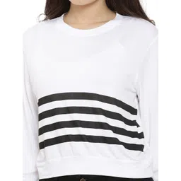 Campus Sutra Women White Striped Top image 2