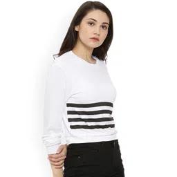 Campus Sutra Women White Striped Top image 3