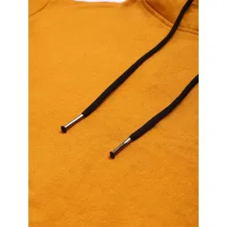 Campus Sutra Women Yellow Hooded Cropped Cotton Sweatshirt image 5