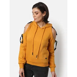 Campus Sutra Women Yellow Hooded Sweatshirt-picture-15