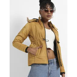 Campus Sutra Women Yellow Windcheater Outdoor Padded Jacket-picture-42