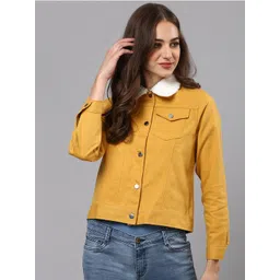 Campus Sutra Women Yellow Windcheater Tailored Jacket-picture-36