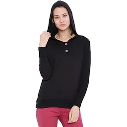 campus sutra Women's Black Button Hoodie-picture-18