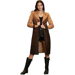 campus sutra Women's Double-Breasted Fleece Long Coat For Casual Wear | Lapel Collar | Long Sleeve | Button Closure | Coat Crafted With Comfort Fit For Everyday Wear-picture-44