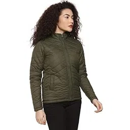campus sutra Women's Puffer Regular Fit Bomber Jacket for Winter Wear | Standing Collar | Full Sleeve | Zipper | Casual Jacket for Woman & Girl | Western Stylish Jacket for Women-picture-28
