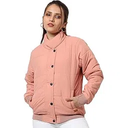 campus sutra Women's Regular Fit Cotton Jacket for Winter Wear | Standing Collar | Full Sleeve | Buttoned | Casual Jacket for Woman & Girl | Western Stylish Jacket for Women-picture-21