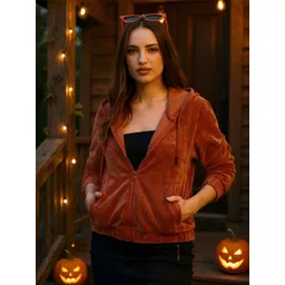 Campus Sutra Women's Solid Hooded Front Open Sweatshirt-picture-40