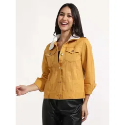 Campus Sutra Yellow Cotton Regular Fit Jacket-picture-39