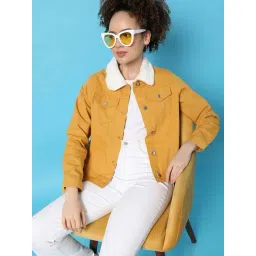 Campus Sutra Yellow Denim Jacket-picture-10