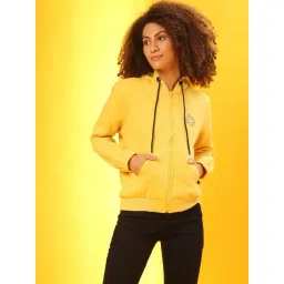 Campus Sutra Yellow Graphic Print Hoodie-picture-14