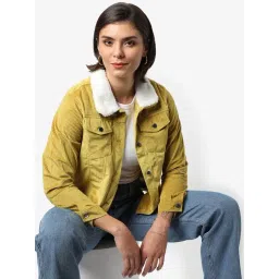 Campus Sutra Yellow Regular Fit Jacket-picture-33
