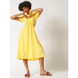 Campus Sutra Yellow Regular Fit Midi Dress-picture-24