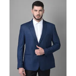 Canary London Men Blue Solid Single Breasted Slim-Fit Formal Blazer-picture-17
