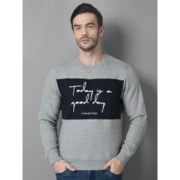 Canary London Men Grey Melange Printed Cotton Sweatshirt-picture-25