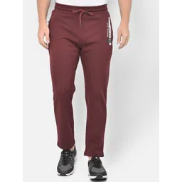 Canary London Men Maroon & White Solid Pure Cotton Straight-Fit Track Pants-picture-27