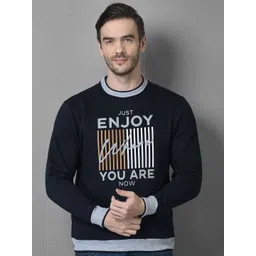 Canary London Men Navy Blue Printed Cotton Sweatshirt image 1