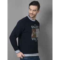 Canary London Men Navy Blue Printed Cotton Sweatshirt image 3