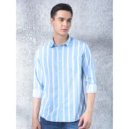 Canary London Men Smart Slim Fit Vertical Striped Spread Collar Cotton Casual Shirt-picture-13