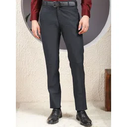 Canary London Men Textured Smart Slim Fit Wrinkle Free Trousers-picture-14