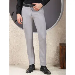 Canary London Men Textured Smart Slim Fit Wrinkle Free Trousers-picture-32