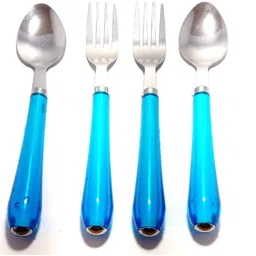 canberry Stainless steel( blue color) cutlery Set Including Fork and Spoons Tableware set for Tea Dinner dessert Spoon and fork set for home and Kitchen (6 Forks and 6 spoon)set Stainless Steel Cutlery Set-picture-23